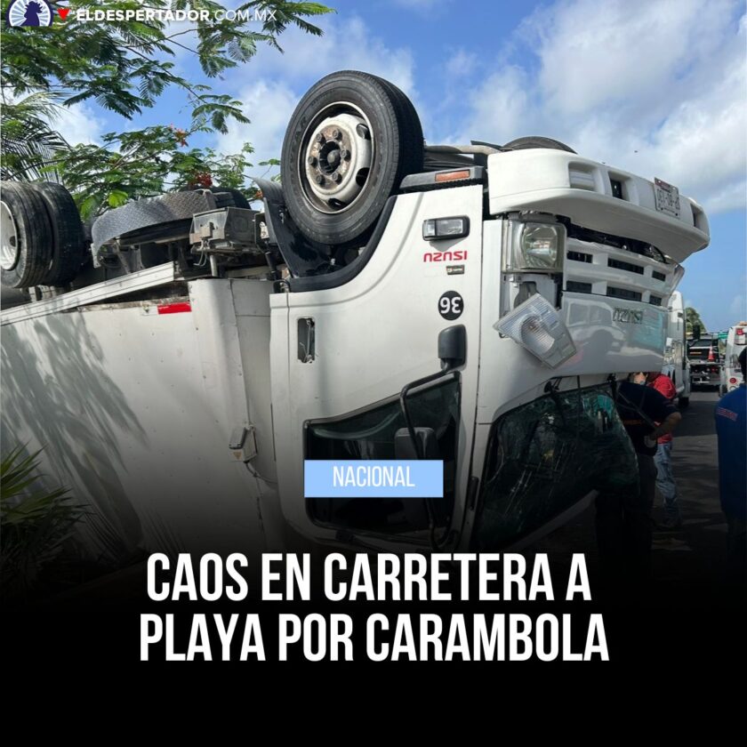 PLAYA DEL CARMEN.– La mañana de este lunes se registró un accidente múltiple en la carretera federal Puerto Morelos-Cancún, a la altura del Hotel Vidanta, que causó fuerte congestión vial