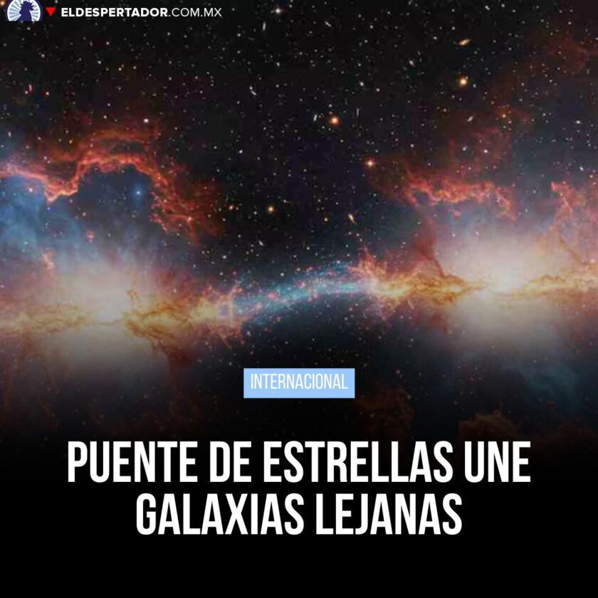 NUEVA YORK.- A 700 millones de años luz de la Tierra, dos galaxias del cúmulo Abell 3667 están unidas por un puente estelar de un millón de años luz de longitud. Esta estructura, formada por estrellas arrancadas de su hogar original por intensas fuerzas gravitacionales, fue detectada gracias a la combinación de 28 horas de observaciones con la Cámara de Energía Oscura en el Observatorio de Cerro Tololo, Chile.